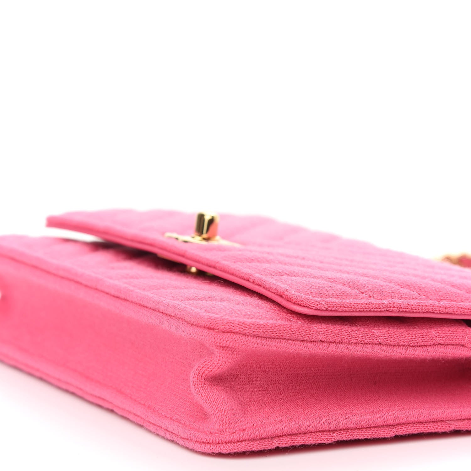 Chanel Jersey Chevron Quilted Trendy CC Wallet On Chain WOC Pink 9 of 9