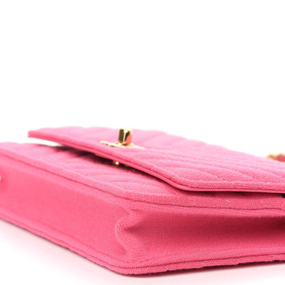 Chanel Jersey Chevron Quilted Trendy CC Wallet On Chain WOC Pink 9 of 9
