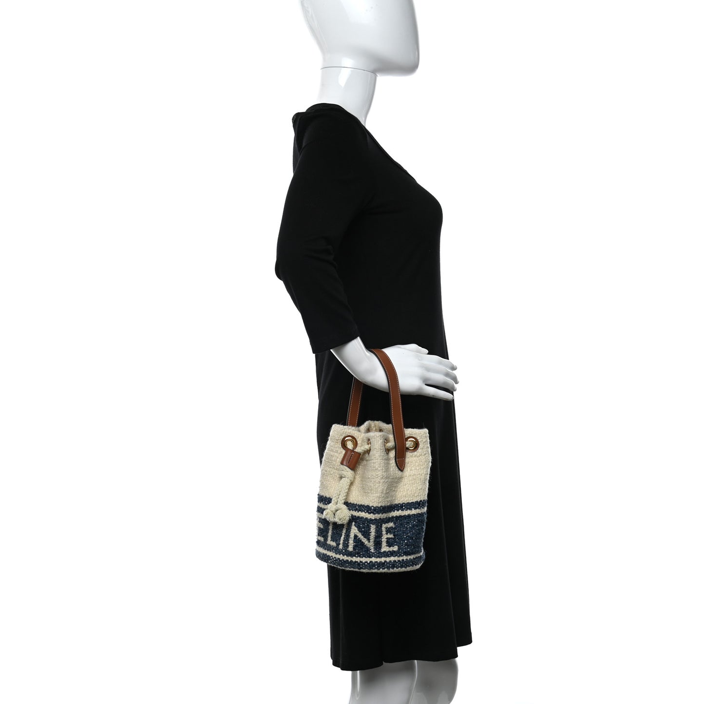 Plein Soleil Textile Calfskin Small Teen Drawstring Bag Cream