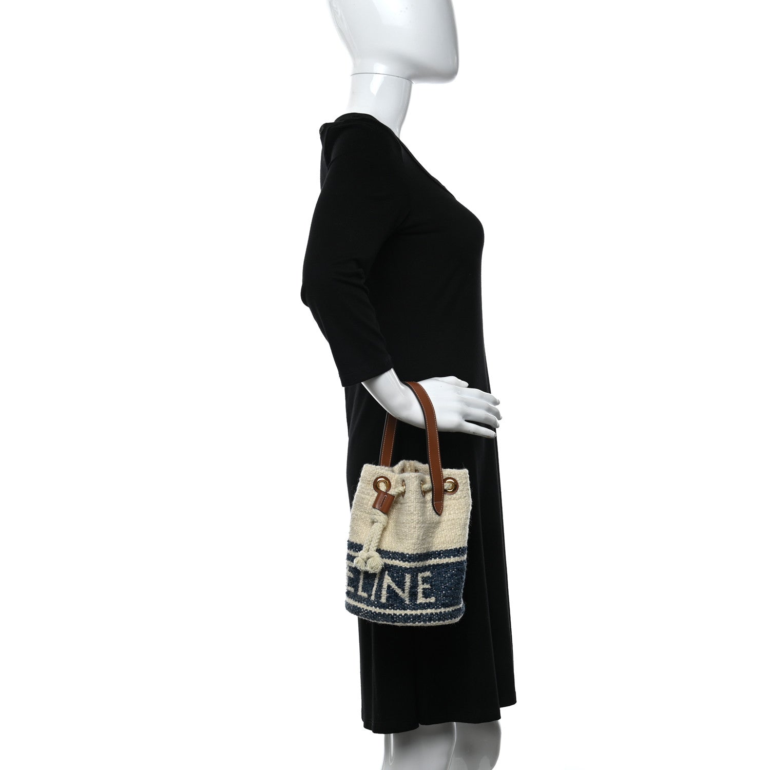 Celine Plein Soleil Textile Calfskin Small Teen Drawstring Bag Cream 2 of 10