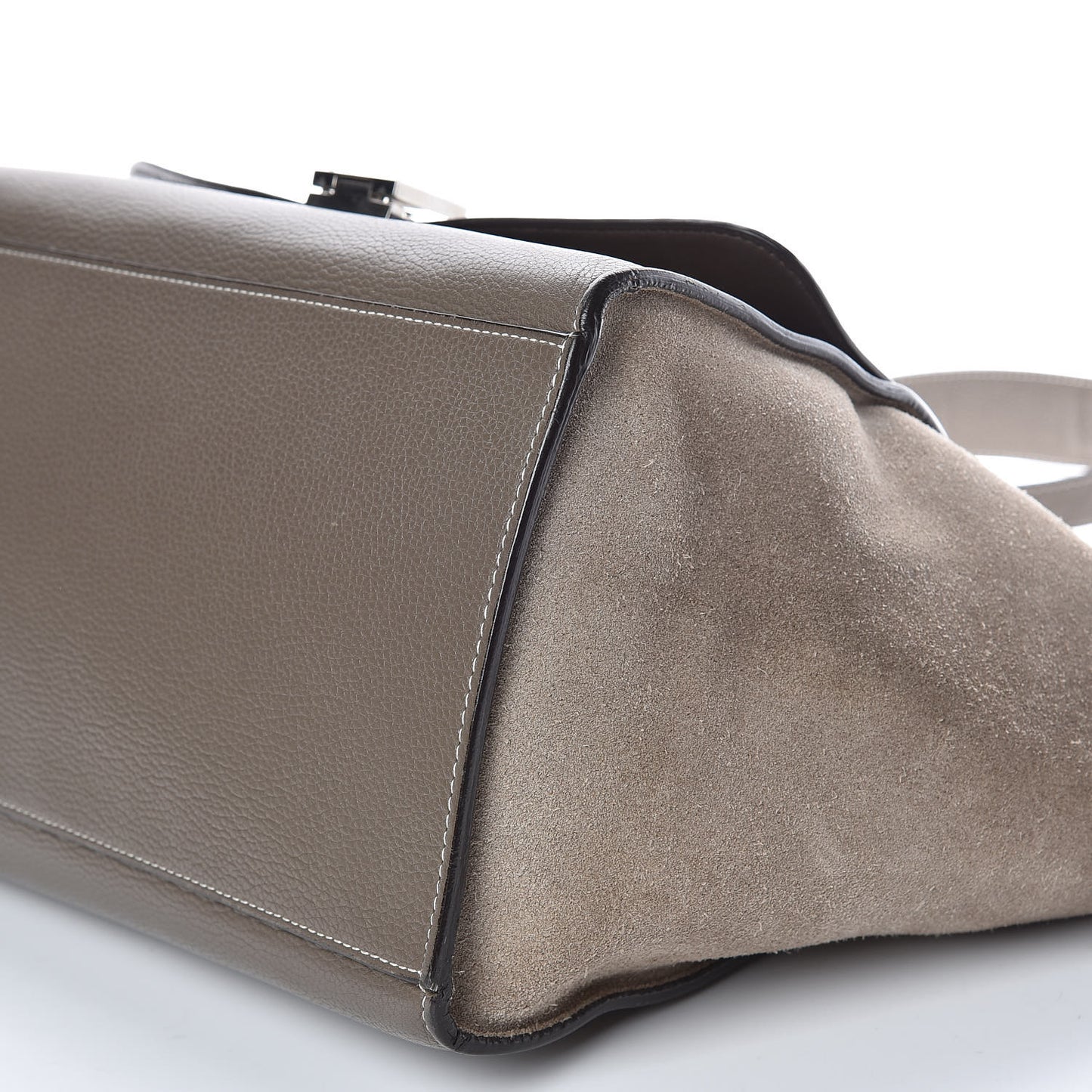 Drummed Calfskin Suede Medium Trapeze Souris
