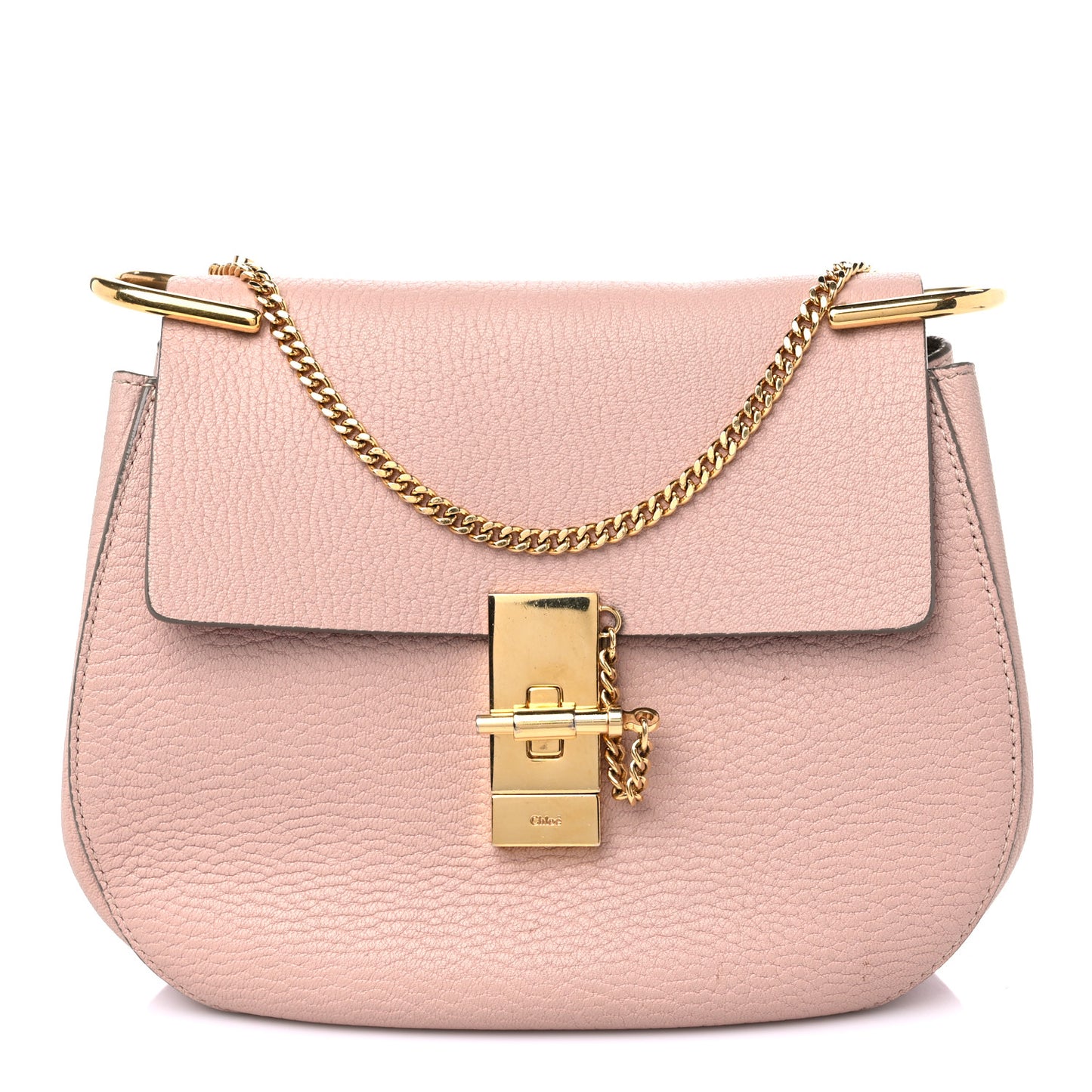 Grained Lambskin Mini Drew Shoulder Bag Cement Pink