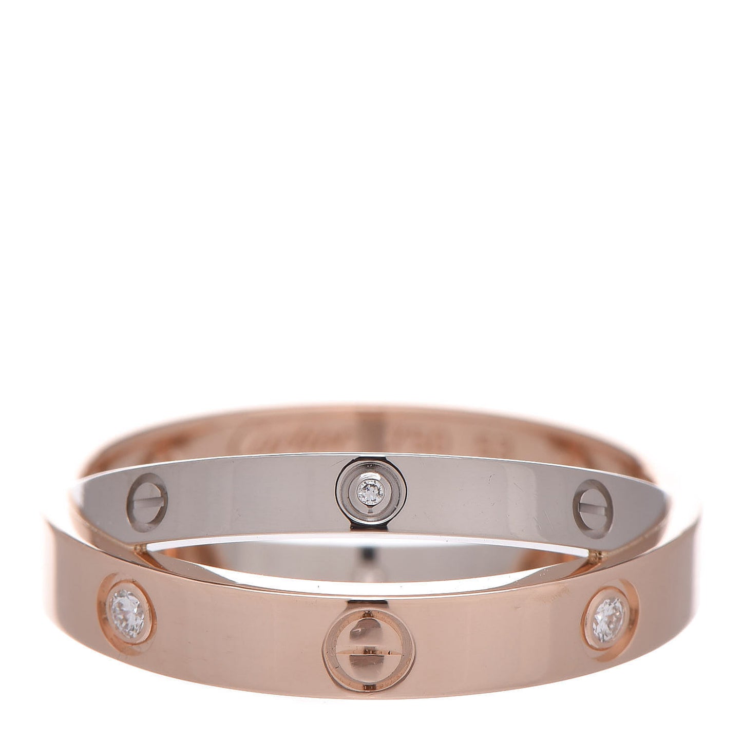 18K Pink White Gold 6 Diamond LOVE Ring 53 6.5