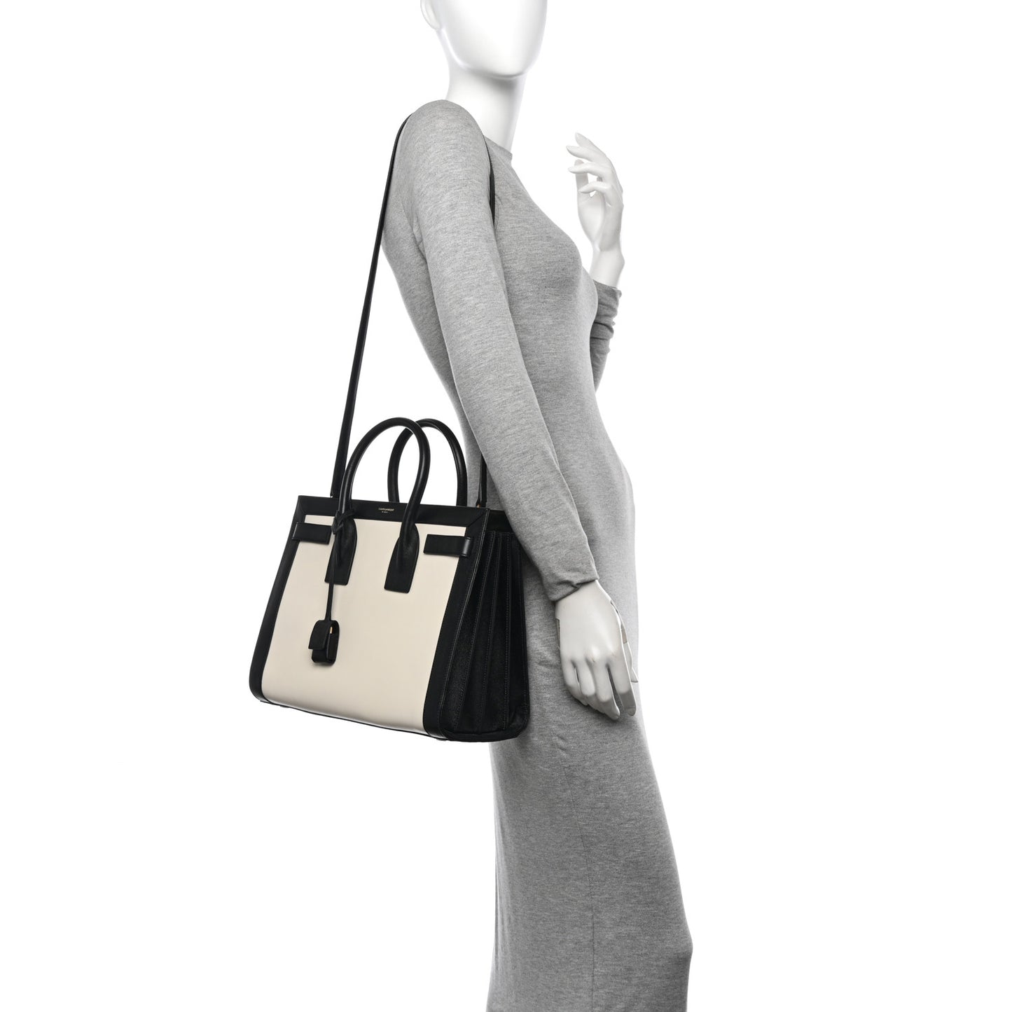 Calfskin Bi-Color Small Sac De Jour White Black