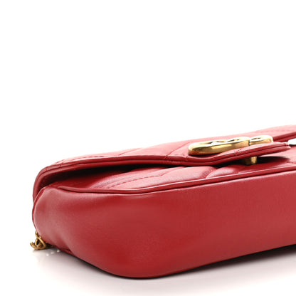 Gucci Calfskin Matelasse Super Mini GG Marmont Shoulder Bag Hibiscus Red 8 of 9