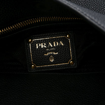 Prada Vitello Phenix Embossed Logo Hobo Black 6 of 9
