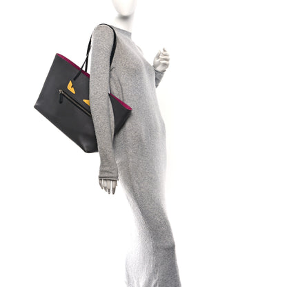 Fendi Vitello Elite Cuoio Monster Buggies Medium Roll Tote Carbone Black Multicolor Magenta 2 of 11