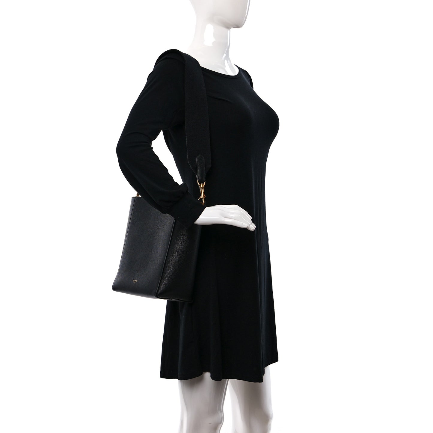 Soft Grained Calfskin Small Sangle Bucket Bag Black