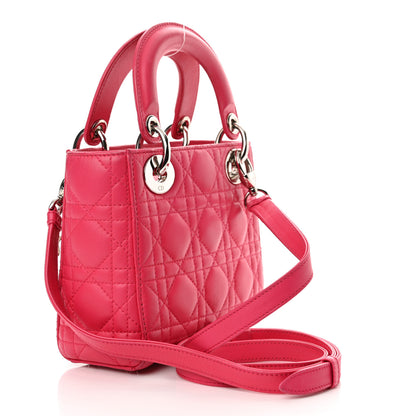 Christian Dior Lambskin Cannage Mini Lady Dior Fuchsia 3 of 13