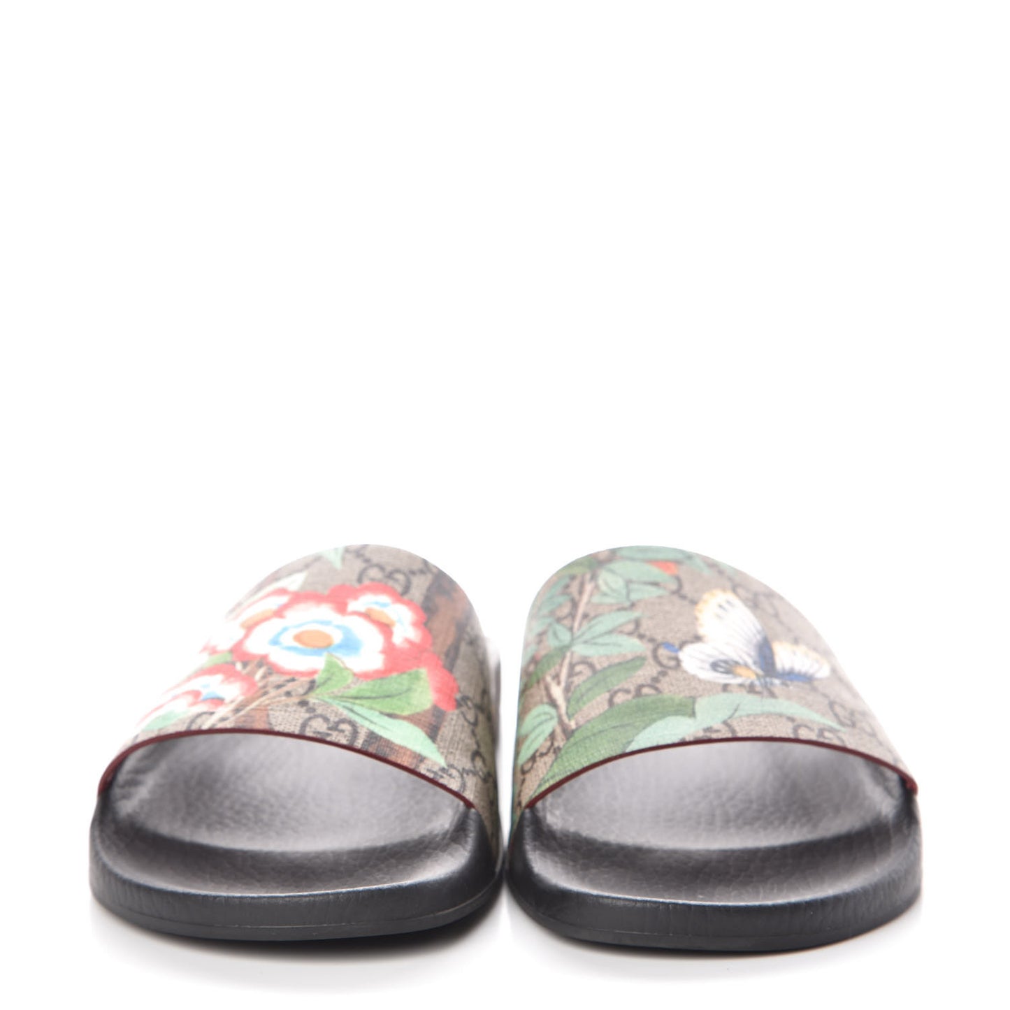 GG Supreme Monogram Tian Womens Slide Sandals 41 Beige Multicolor