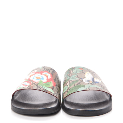 Gucci GG Supreme Monogram Tian Womens Slide Sandals 41 Beige Multicolor 2 of 9