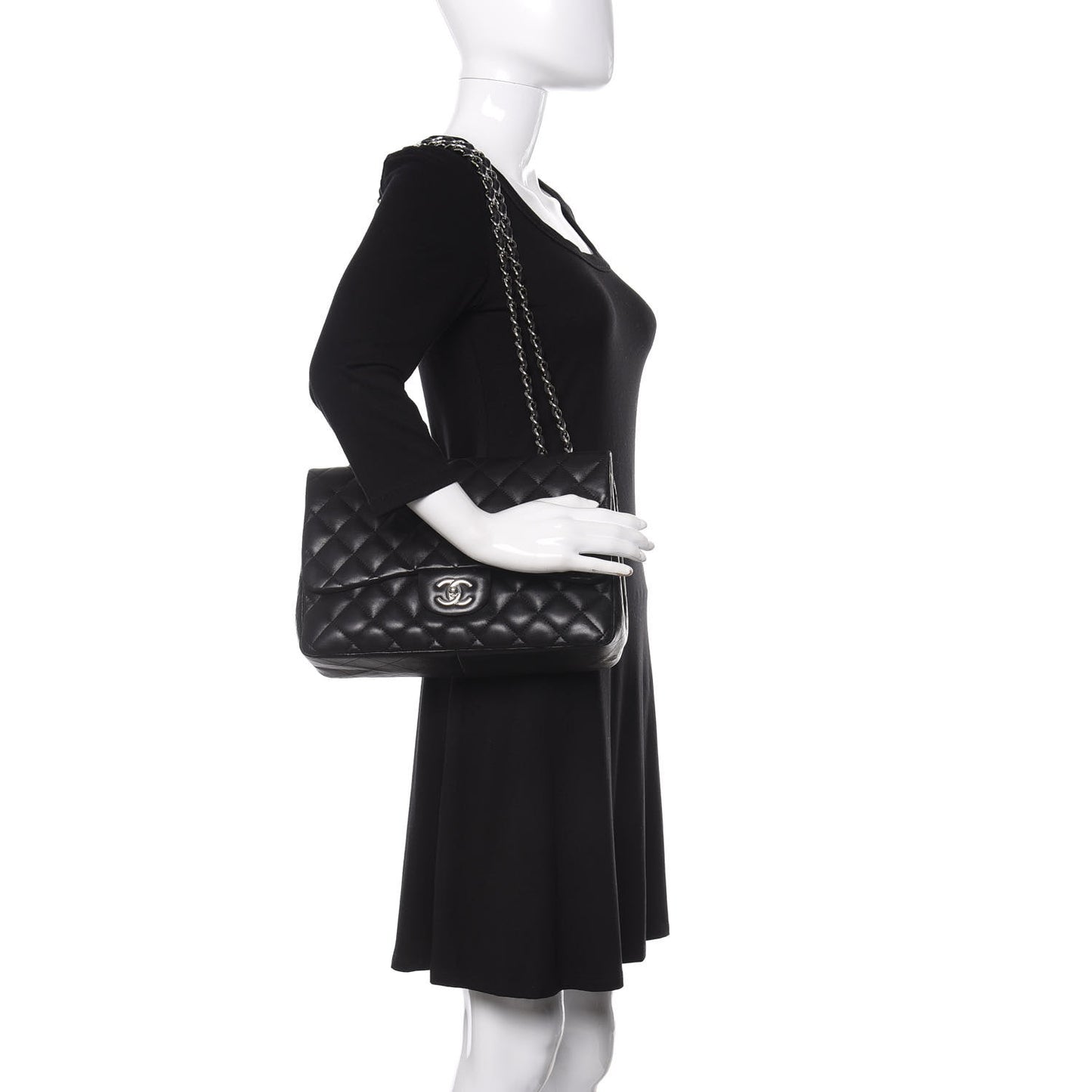 Lambskin Quilted Jumbo Single Flap Black