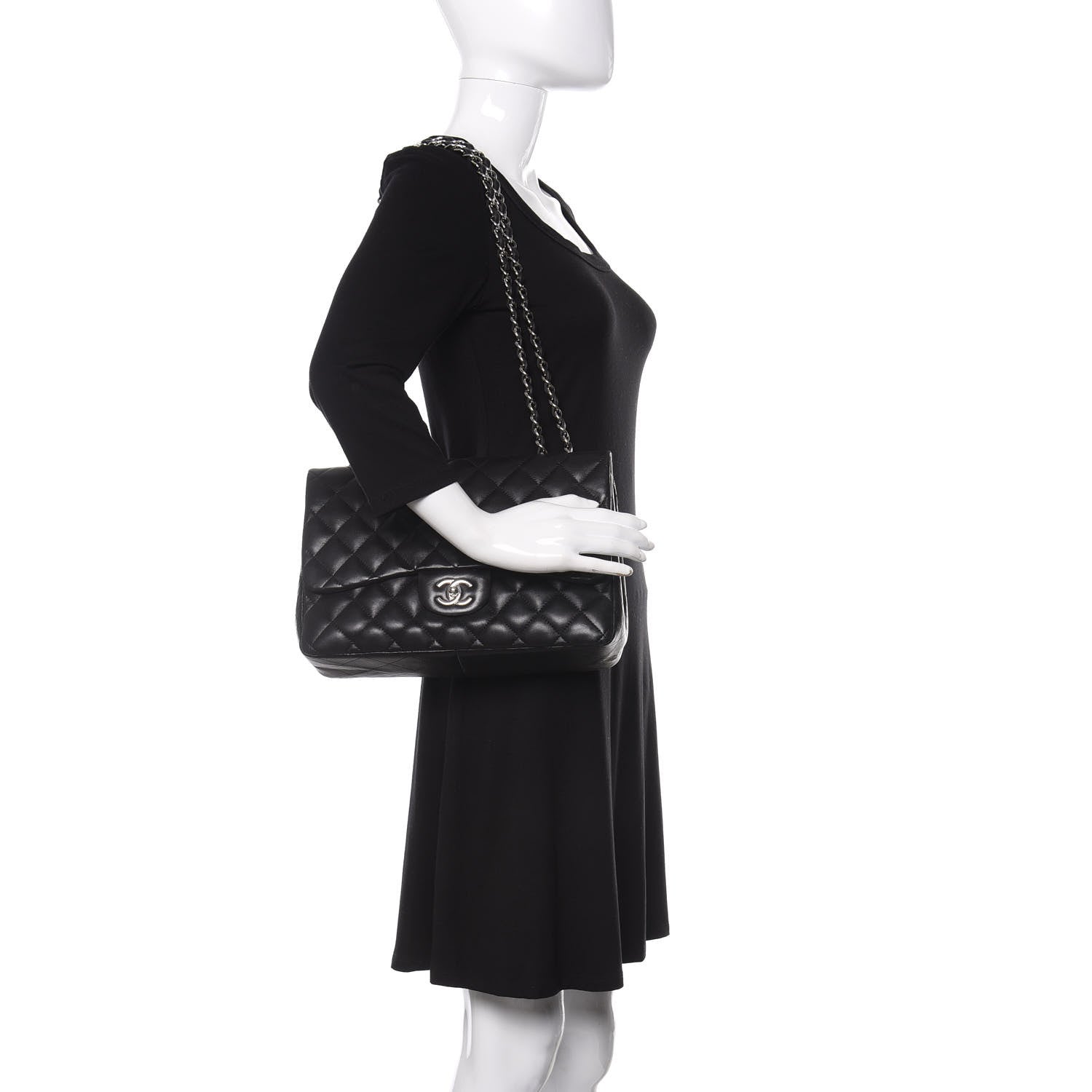 Chanel Lambskin Quilted Jumbo Single Flap Black 2 of 12