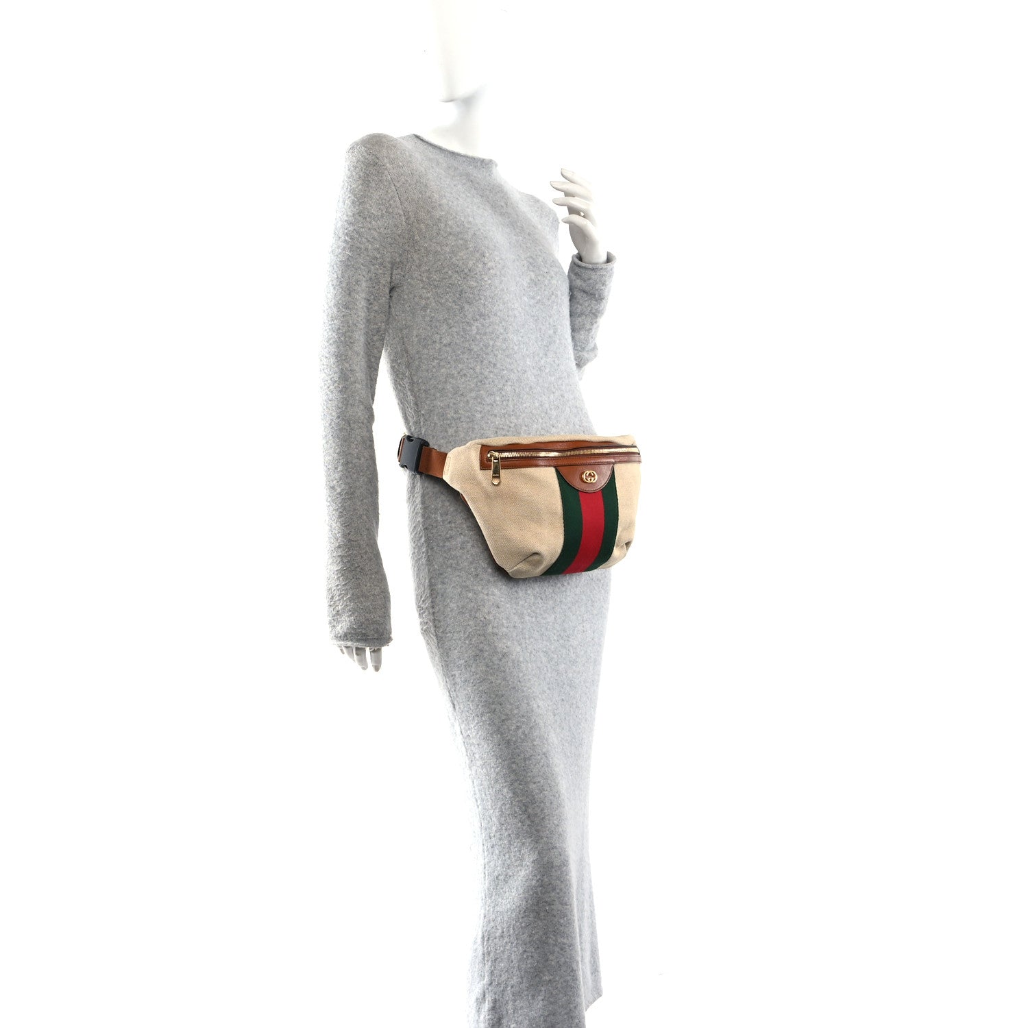 Gucci Vintage Canvas Web Belt Bag Sand Cuir 2 of 10