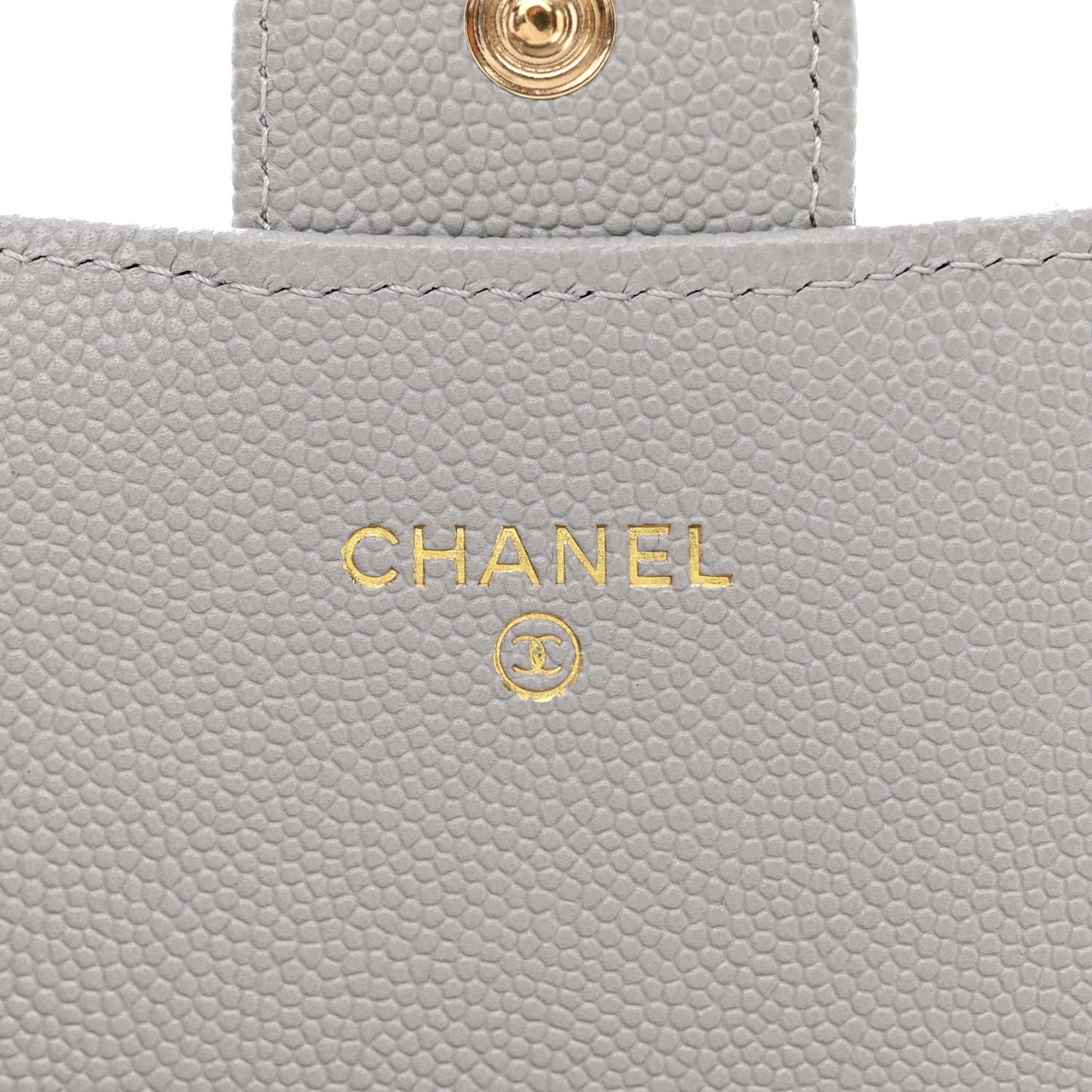 Caviar Quilted Phone Holder Wallet on Removable Chain Grey