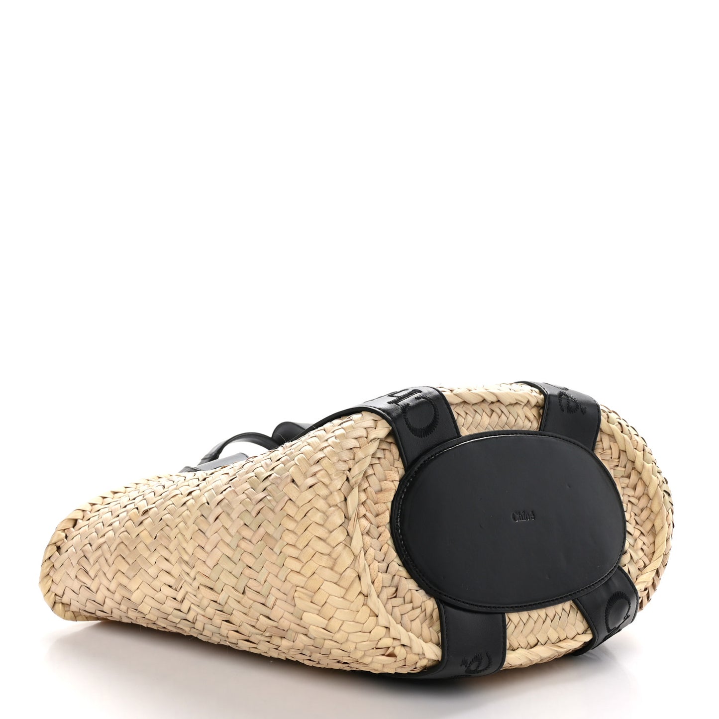 Raffia Smooth Calfskin Medium Sense Basket Black