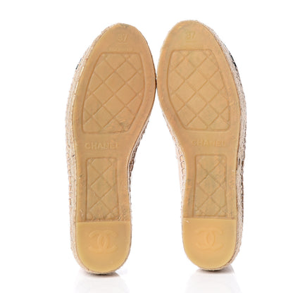 Chanel Lambskin CC Espadrilles 37 Beige Black 6 of 11
