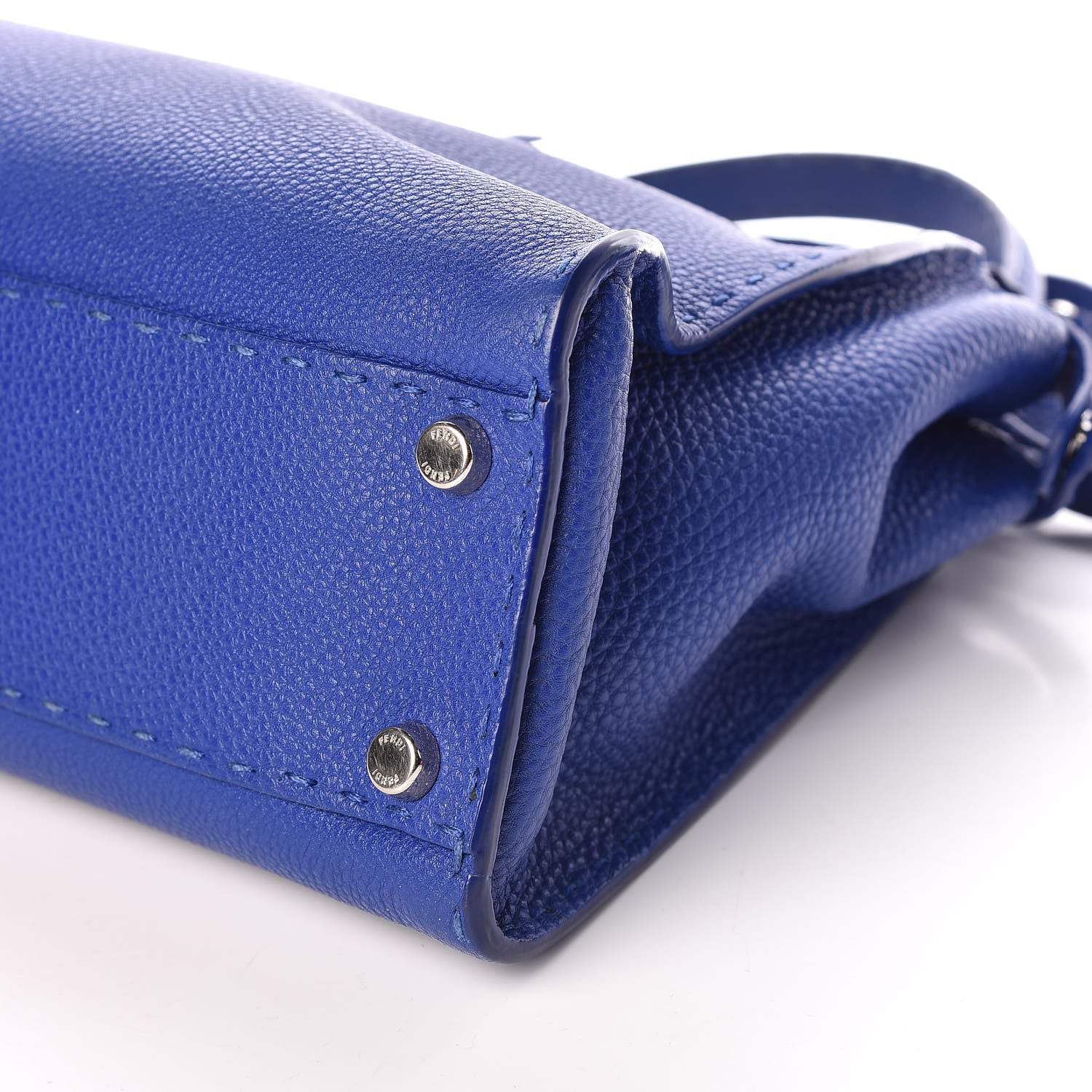 Fendi Cuoio Romano Selleria Bi-Color Medium Peekaboo Iconic Satchel Blue Neon Latte 10 of 12