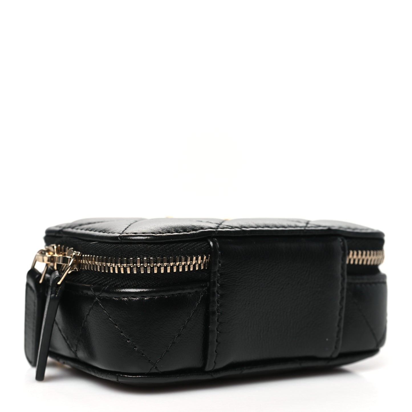 Lambskin Quilted Mini Lacquered Chain Clutch Black