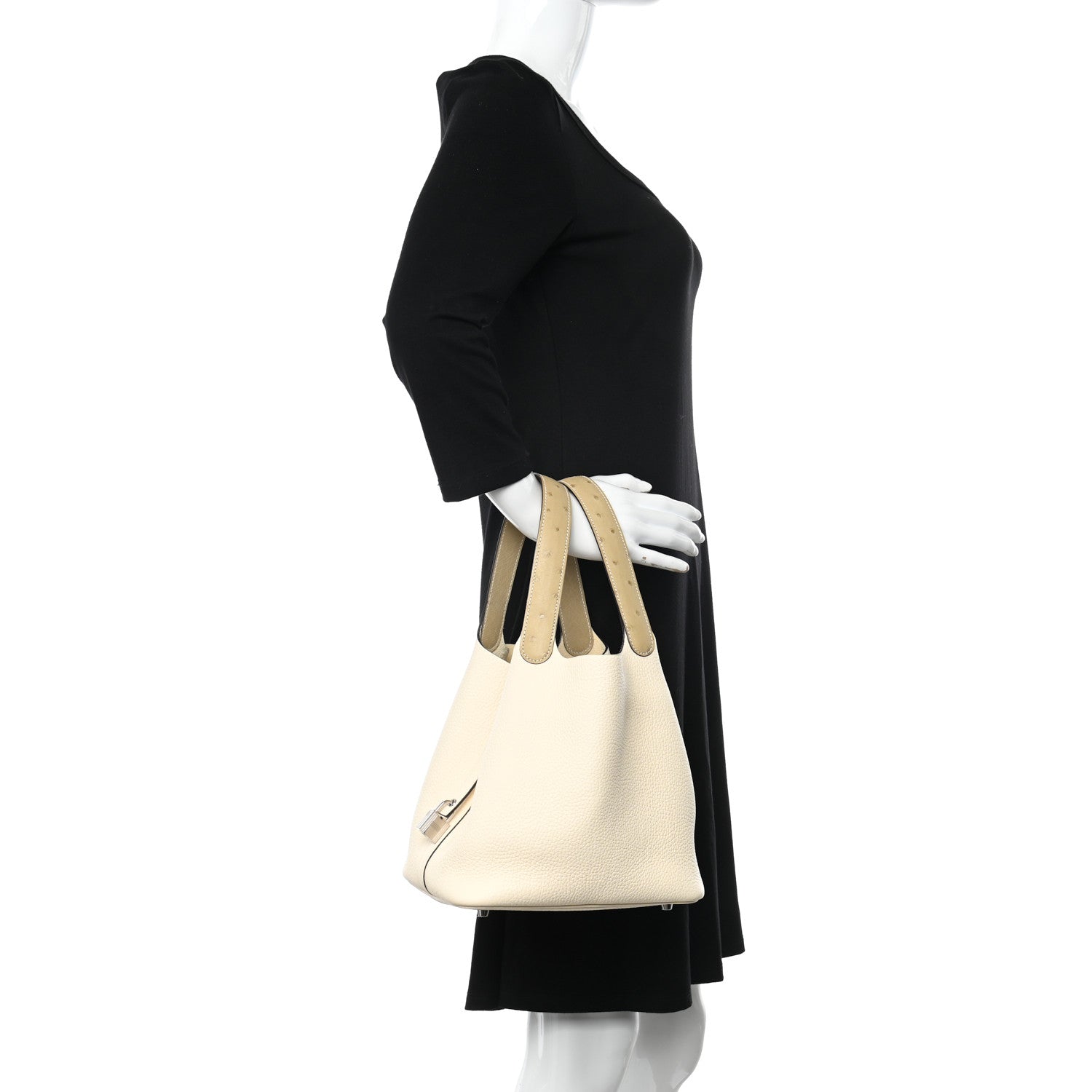 Hermes Taurillon Clemence Ostrich Touch Picotin Lock 22 Nata Trench 2 of 12