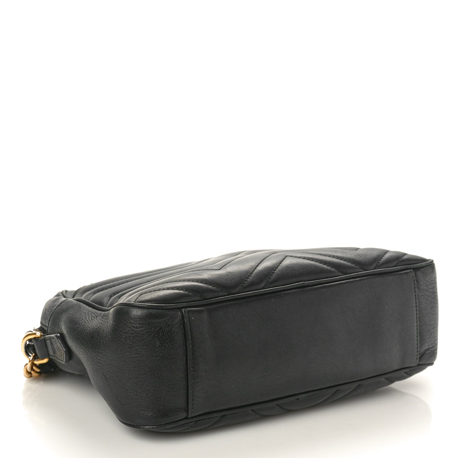 Gucci Calfskin Matelasse Medium GG Marmont Chain Shoulder Bag Black 4 of 14