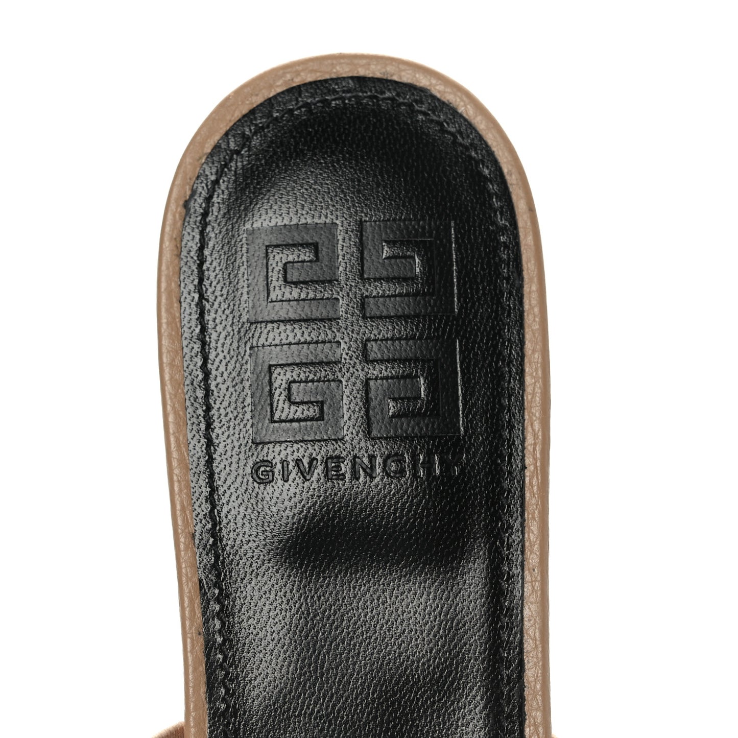 Lambskin Bedford Logo Mule Slides 40 Beige