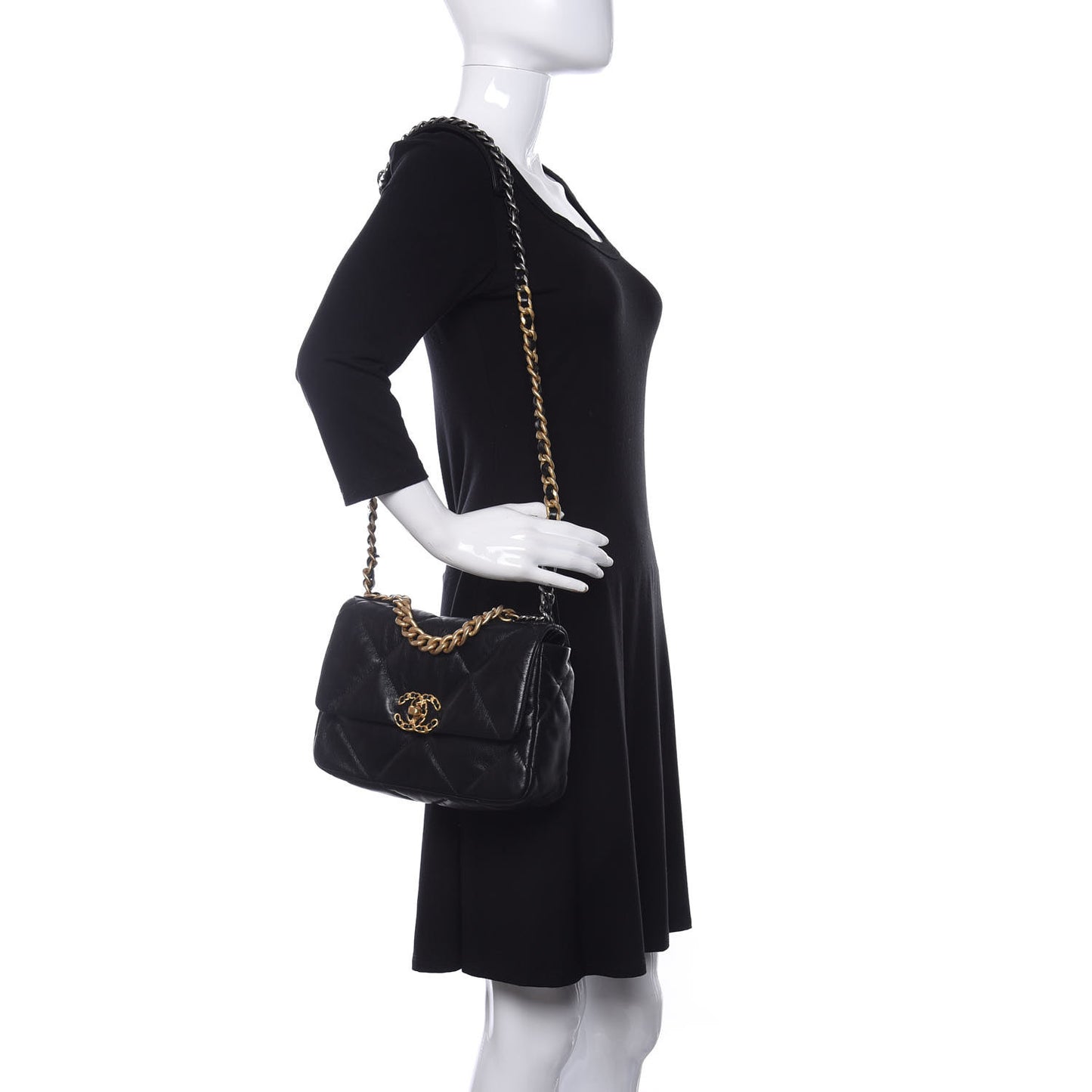 Goatskin Quilted Medium Chanel 19 Flap Black