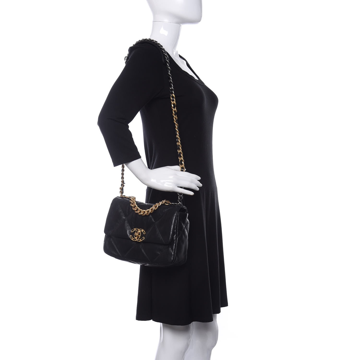 Chanel Goatskin Quilted Medium Chanel 19 Flap Black 2 of 11