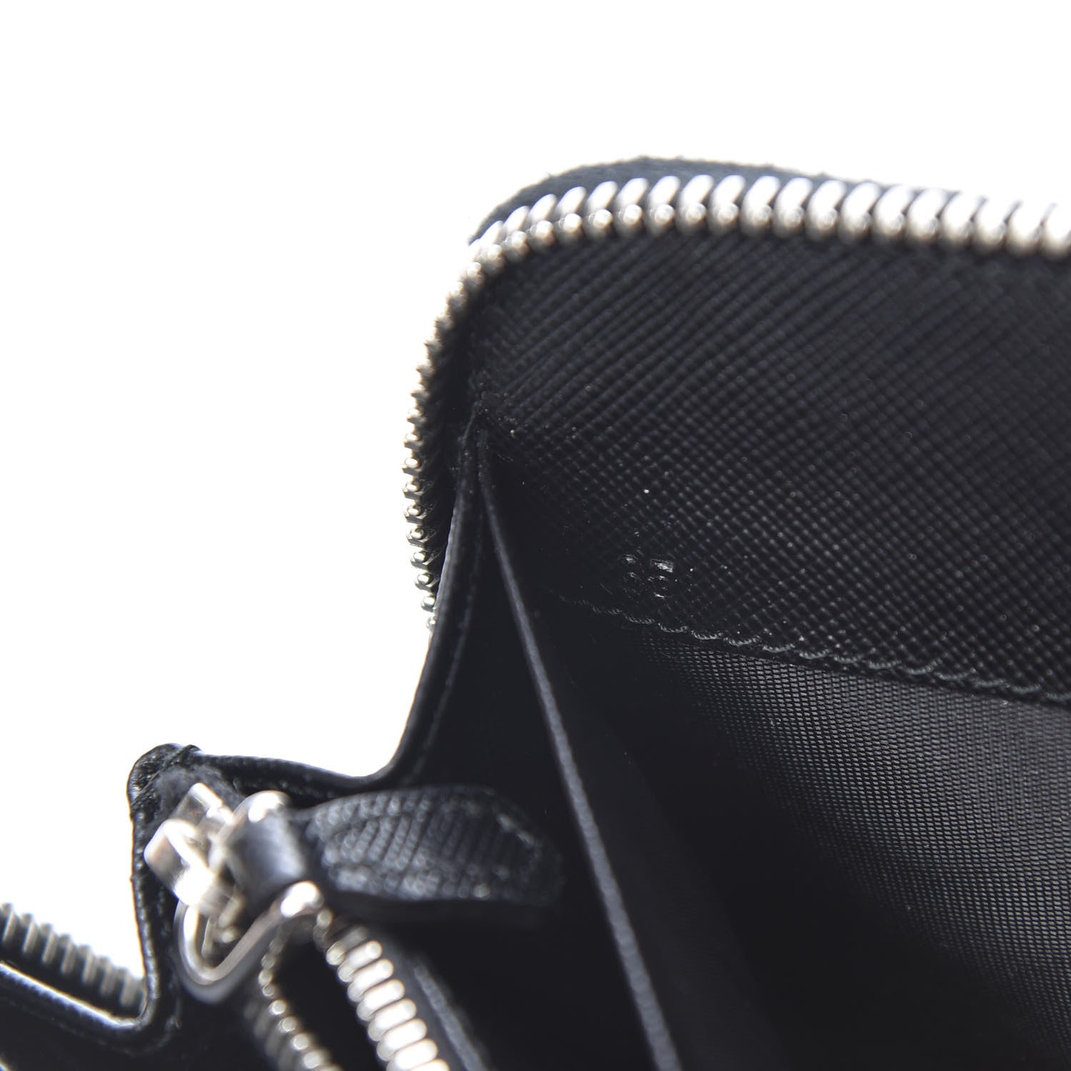Prada Saffiano Oro Zip Around Wallet Black 8 of 9