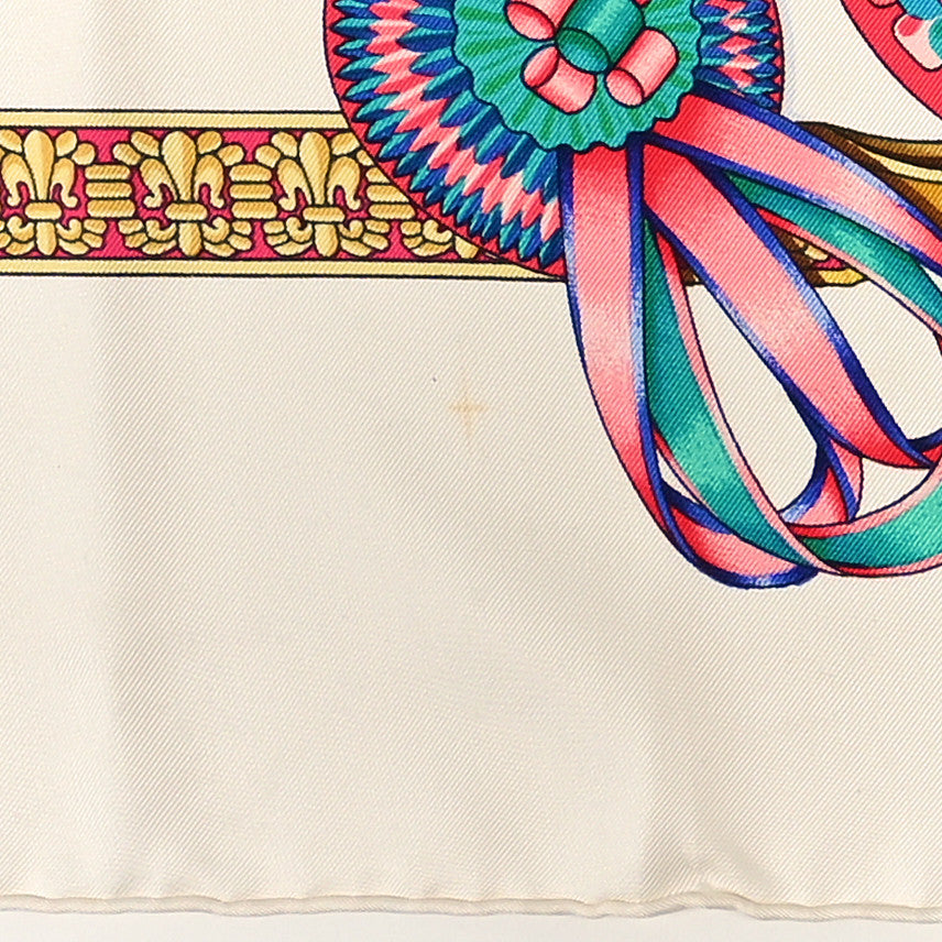 Silk Les Rubans Du Cheval Scarf 90 White Multicolor