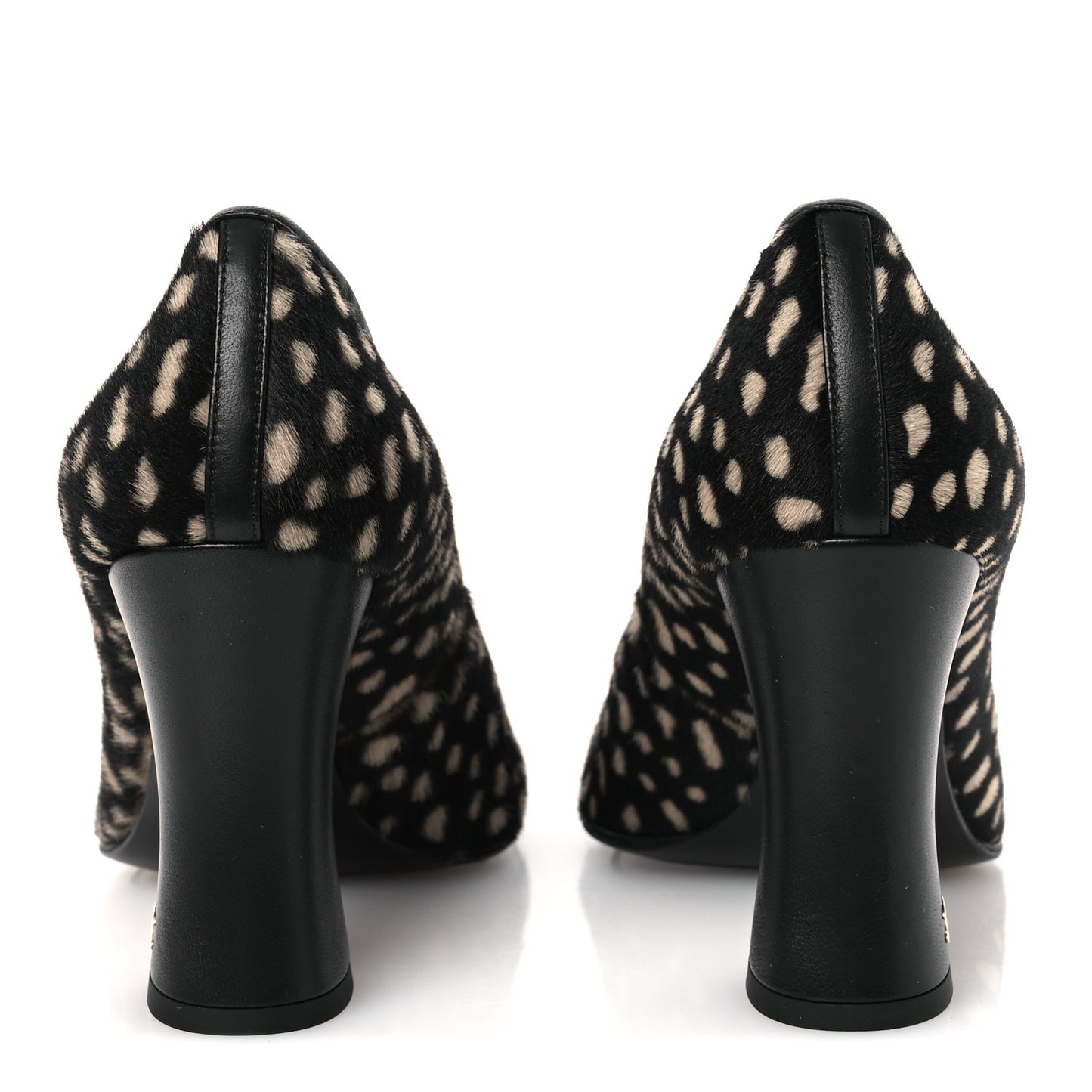 Pony Hair Lambskin Patent Cap Toe Pumps 40 Black White Dark Red