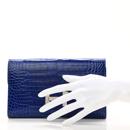 Hermes Shiny Alligator Constance Long Wallet Bleu Electric 2 of 11