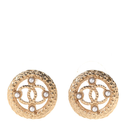 Chanel Pearl CC Round Rope Earrings Gold 1 of 4