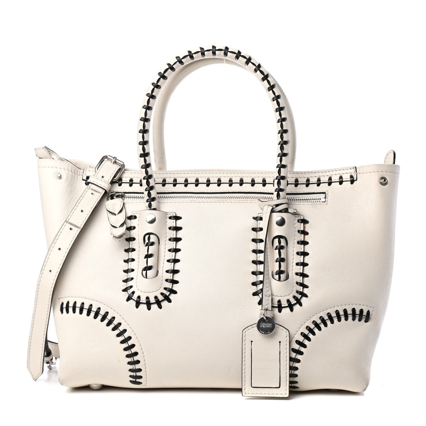 Calfskin Whipstitch Folk Tote White