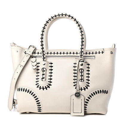 Alexander McQueen Calfskin Whipstitch Folk Tote White 1 of 4