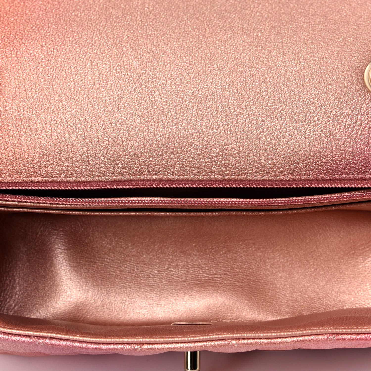 Chanel Metallic Lambskin Quilted Ombre Mini Rectangular Flap Pink 5 of 9