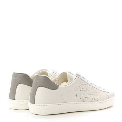Gucci Calfskin Interlocking G Perforated Mens Ace Sneakers 11 White Grey Sky 4 of 9