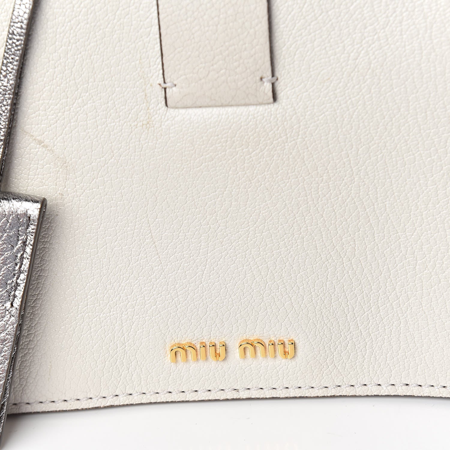 Miu Miu Goatskin Bandoliera Madras Bi-Color Shoulder Bag Chrome White 11 of 12