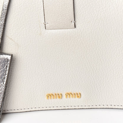 Miu Miu Goatskin Bandoliera Madras Bi-Color Shoulder Bag Chrome White 11 of 12