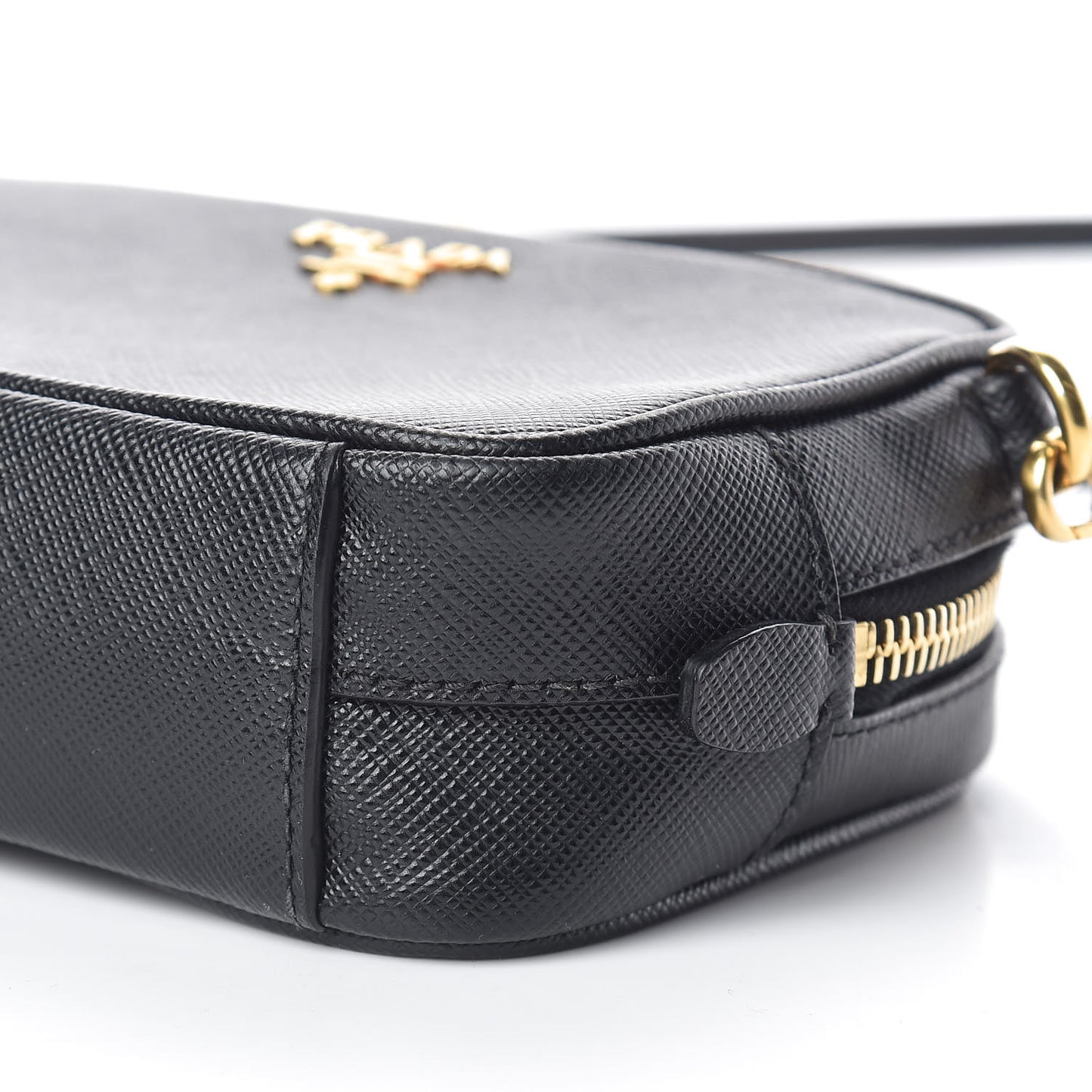 Saffiano Mini Camera Crossbody Bag Black