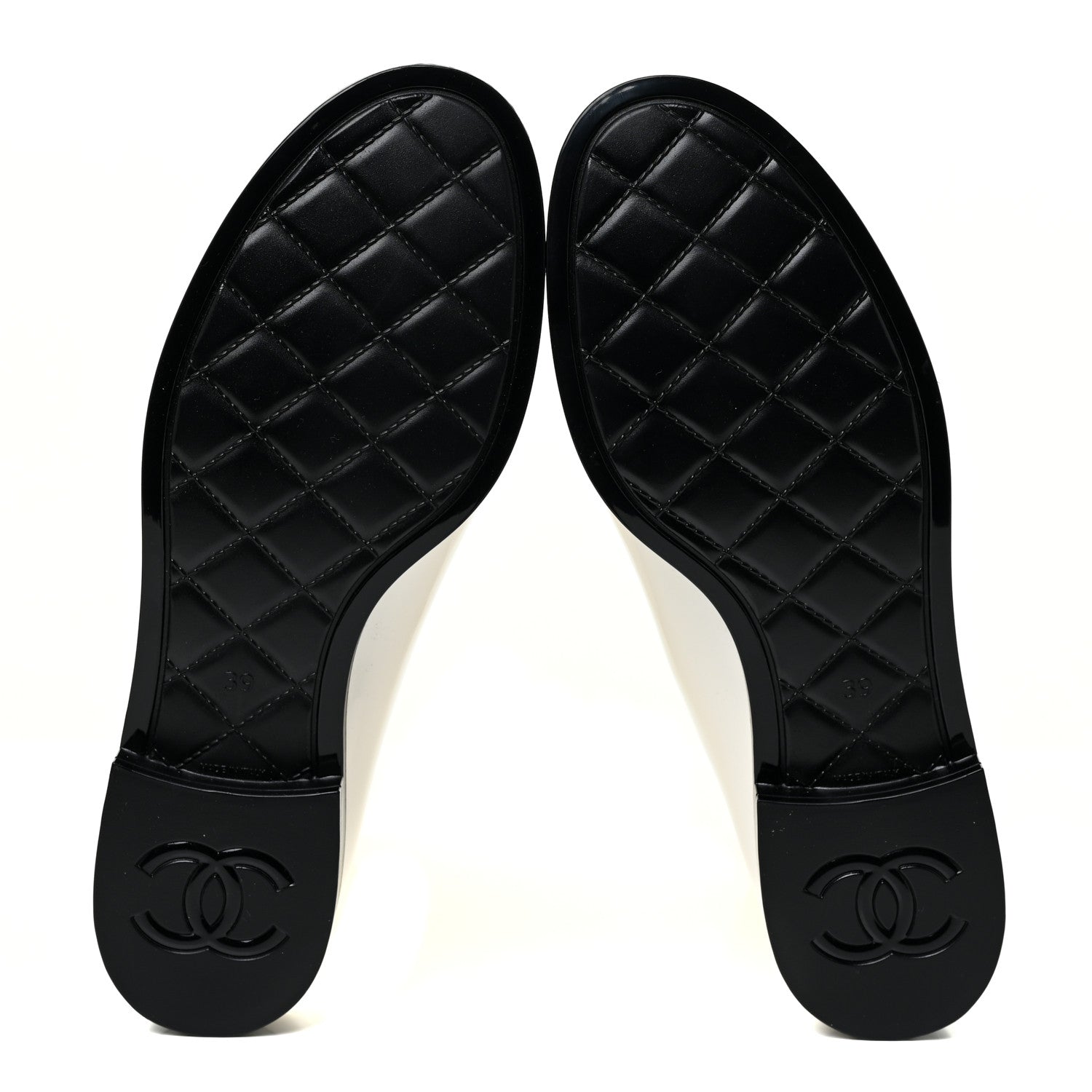 Chanel Rubber Rain Boots 39 Ivory Black 5 of 10