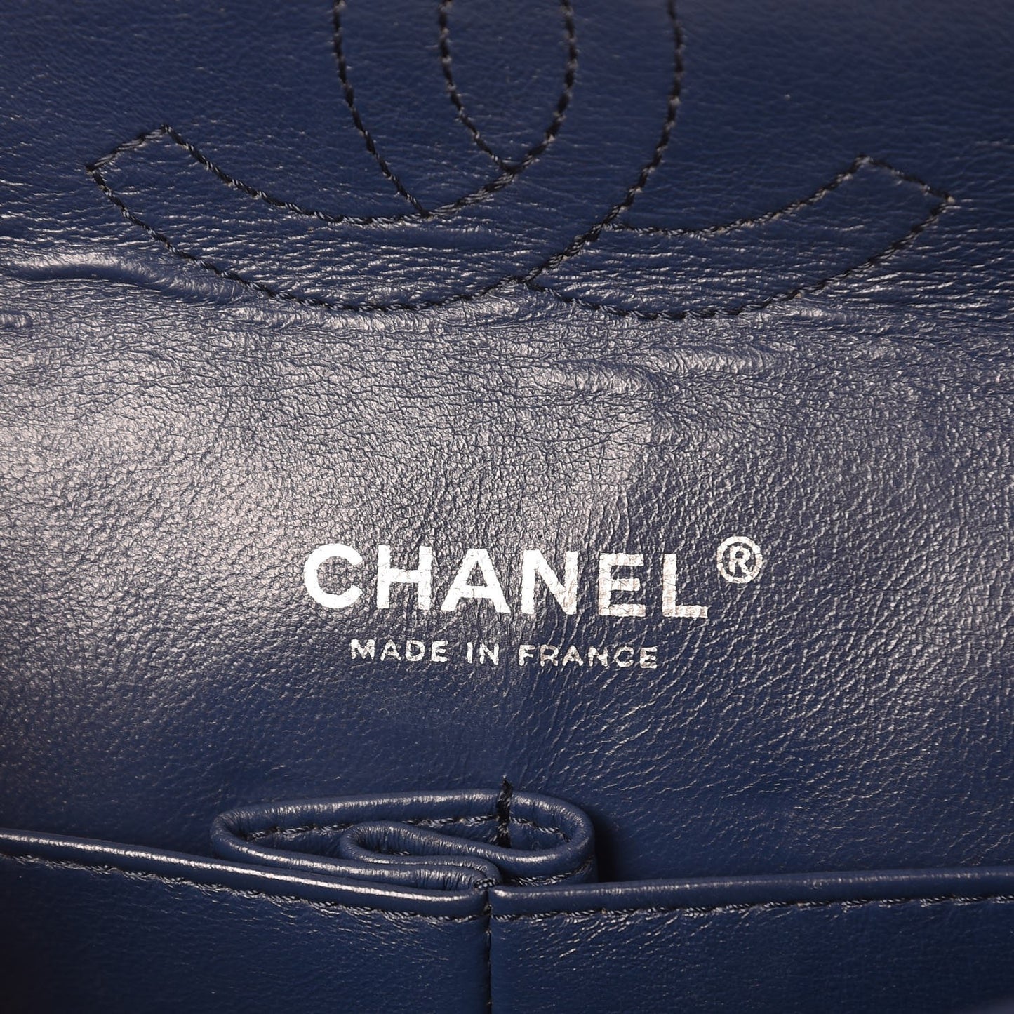 Washed Caviar Quilted Medium Double Flap Dark Blue