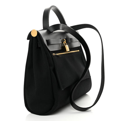 Hermes Military Toile Vache Hunter Herbag Zip PM 31 Black 4 of 12