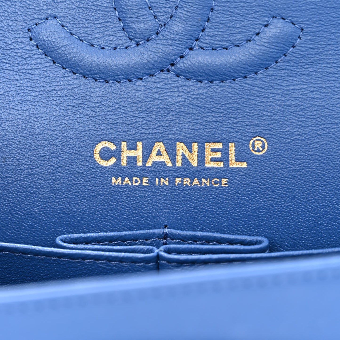 Lambskin Chevron Quilted Small Double Flap Blue