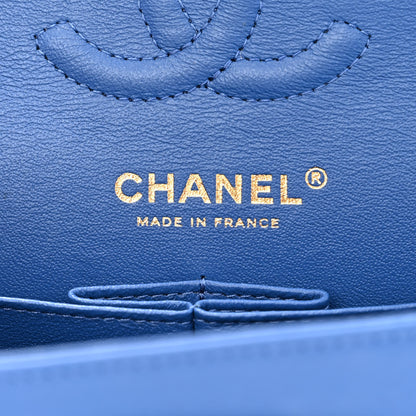 Chanel Lambskin Chevron Quilted Small Double Flap Blue 6 of 10