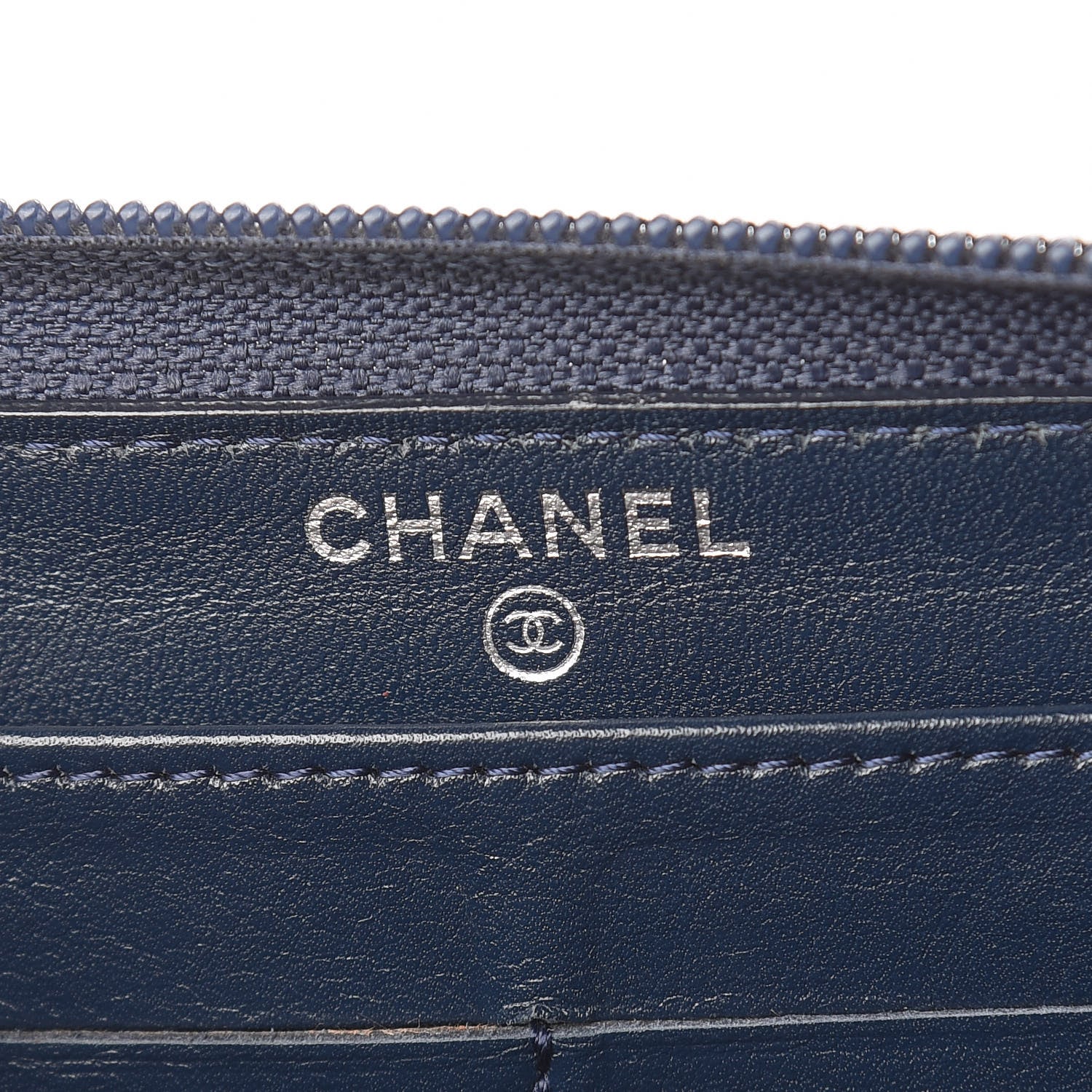 Chanel Caviar Large CC Timeless Zip Around Wallet Blue 6 of 11