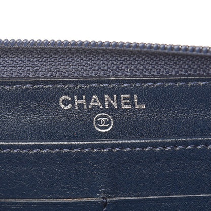 Chanel Caviar Large CC Timeless Zip Around Wallet Blue 6 of 11