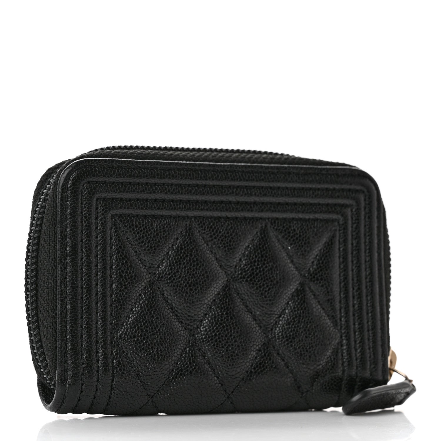 Chanel Caviar Quilted Boy Zip Around Coin Purse Wallet Black 3 of 9