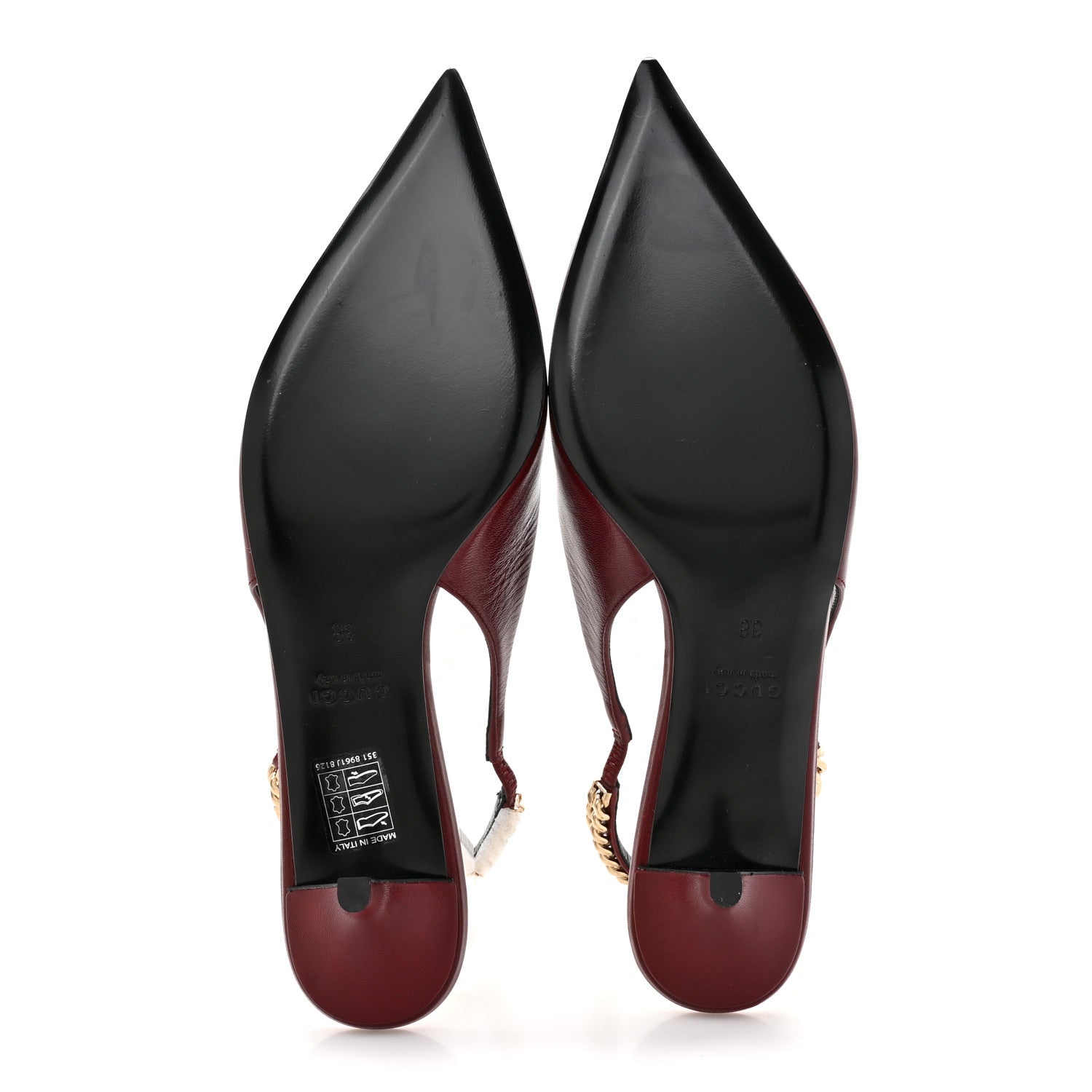 Gucci Malaga Kid Nappa Charlotte Signoria 35mm Slingback Pumps 38 Rosso Ancora 6 of 11