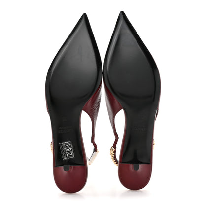 Gucci Malaga Kid Nappa Charlotte Signoria 35mm Slingback Pumps 38 Rosso Ancora 6 of 11